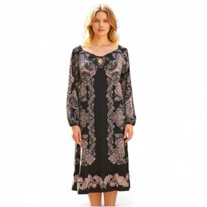 INC International Concepts Black and Pink Midi Dress